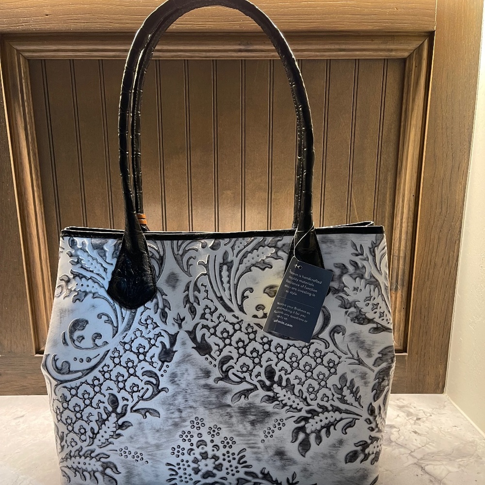 BRAHMIN EMBOSSED LEATHER SHOULDER BAG